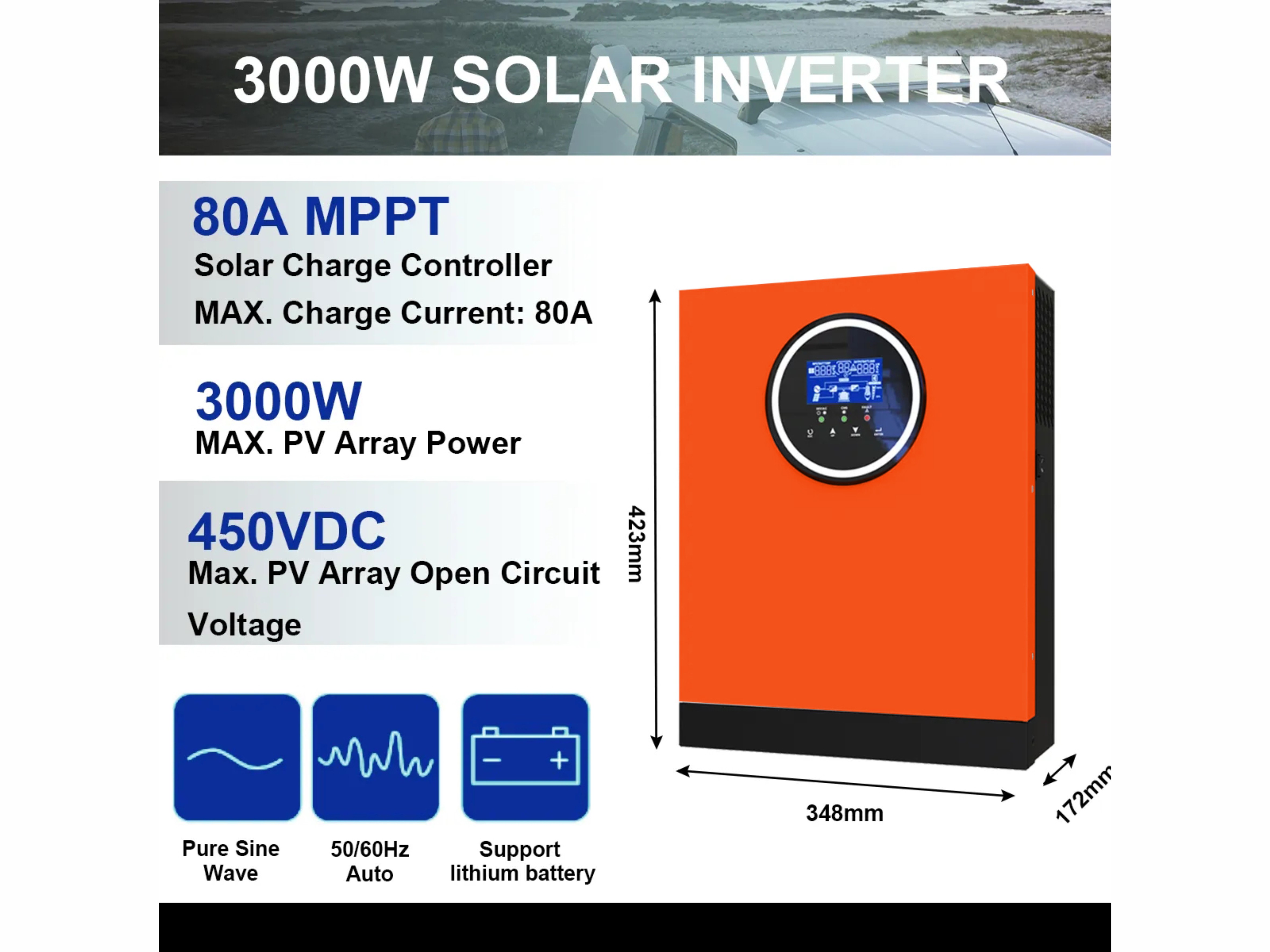 1800W 3000W 高周波 ソーラー インバーター