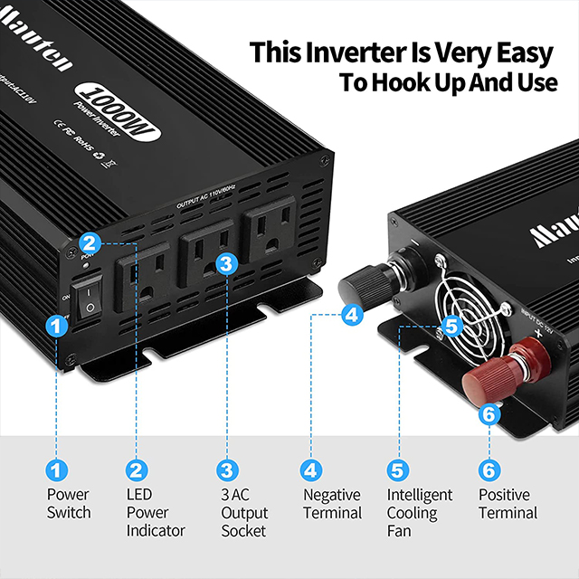 マオテン 1000W 修正正弦波インバーター 12V ～ 220V カー インバーター & コンバーター 高性能設計 1000W パワー インバーター アウトドア カー用 RV車 ホーム セール