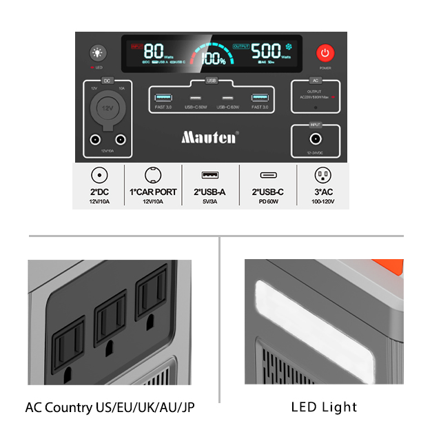 新しい CN500B ポータブル パワー ステーション LiFePO4 車両グレード バッテリー 安定かつ安全 米国/ジェイピー/ヨーロッパ/UK ユニバーサル プラグ OEM/ODM サービス